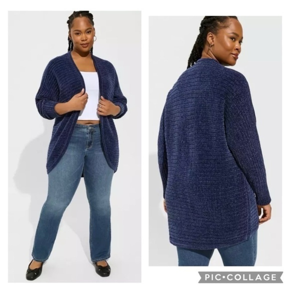 Torrid Chenille Cocoon Open Front Ribbed Sweater size 1